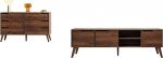 Mirjan24 Wohnzimmerm&ouml;bel-Set Nedila I, TV-Lowboard + Kommode, modernes Sideboard, M&ouml;bel-Set f&uuml;r Wohnzimmer mit Holzf&uuml;&szlig;en (Warmia Walnut)