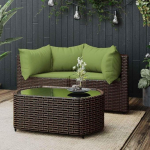 Garten-Ecksofas mit Kissen 2 STK. Schwarz aus PE-Rattan, Robustes Poly Rattan Sofaset f&uuml;r den Au&szlig;enbereich