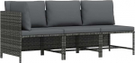 Modulares Ecksofa Poly Rattan mit Kissen Grau f&uuml;r Garten Lounge Set, Ecksofa mit abnehmbaren Kissen als modulares 3-TLG. Gartensofa