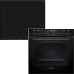 Siemens PQ522IAAB sisseehitatud pliidikomplekt, mis koosneb HE278GBB4 pliidiplaadist, 60 x 60 cm, isepuhastuv, 3D-kuum &otilde;hk, pitsakast, automaatne k&uuml;psetamine ja EI631CFB1E induktsioonpliidiplaadist, r&ouml;stitsoon, PowerBoost, raamita.