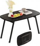 Kokkupandav kohvilaud ovaalne teelaud l&otilde;pplaud diivanilaud elutuppa tugevate metalljalgadega, must