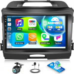 CAMECHO 2+64G Android 13 navigatsiooniautoraadio Kia Sportage 2010-2016 9-tollise puuteekraaniga HD tagurduskaameraga, RDS FM raadio Bluetooth GPS-ga WiFi Wireless Carplay Android auto peeglilinkiga