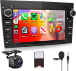【8 Kern 6+128G】 Hodozzy Carplay Autoadio f&uuml;r Opel Astra Meriva Zafira mit Navi/WiFi, 7 Zoll Opel Autoradio Bluetooth mit Android Auto/Mirror Link/32 EQ/FM/RDS/SWC/WiFi+R&uuml;ckfahrkamera, Schwarz