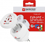SKROSS reisiadapter Combo World, &Scaron;veits + Itaalia + Brasiilia | Universaalne &uuml;le 150 riigi, 100-250V, 10A, kuni 2500W | Kompaktne ja vastupidav - ideaalne s&uuml;learvuti, nutitelefoni, tahvelarvuti, kaamera jaoks.