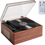 Kaasaskantav CD-m&auml;ngija Bluetooth 5.1, Retro CD-m&auml;ngija kahe stereok&otilde;lariga Kaugjuhtimispult Laetav CD-m&auml;ngija toetab USB / AUX taasesitust K&otilde;rvaklappide raamat tolmukaitse, puidumassist pruun