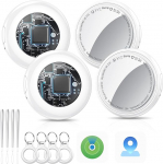 Air Tracker Tags Pack of 4 White Key Finder &uuml;hildub Apple Where is App (ainult iOS) Smart KeyFinder 100dB heli, kohvrij&auml;lgimisseadmed pagasi/kottide/v&otilde;tmete jaoks, vahetatavad patareid