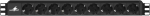 MONACOR RCS-92/SW Rack Power Strip 9 Schuko pistikupesaga Must