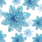 Boao 24 tk Glitter Poinsettia j&otilde;ulupuu ornament j&otilde;ululillede dekoratsiooni ornament, 3/4/6 tolli (sinine j&auml;rv)