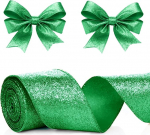 Gold Christmas Ribbon 6cm lai Gold Glitter Christmas Ribbon Wired Shiny Fabric Ribbons for Bows Gift Wrapping Christmas Wreath (roheline)