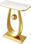 Konsolentisch mit Abgerundeten Ecken, Console Table mit Stabilem Fu&szlig;, Geeignet f&uuml;r Wohnzimmer und Flur(Gold,40x30x75CM/16x12x29IN)