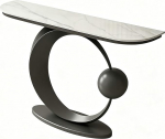 Konsolentisch aus Sinterstein, Console Table mit Rundem Fu&szlig;, Geeignet f&uuml;r Wohnzimmer, Flur(Black,120x30x80CM/47x12x31IN)