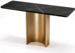 Moderner Konsolentisch Marmor-Optik, Schmaler Flurtisch mit Metallrahmen, Sofatisch Landhausstil f&uuml;r Wohnzimmer & Flur, Langer Schmaler Eingangstisch, Akzentm&ouml;bel