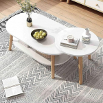 Couchtisch-Set mit Ablageablage - Geeignet f&uuml;r Wohnzimmer oder Home Office, inklusive gro&szlig;em Schreibtisch und Beistelltisch