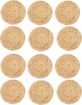 2X Runde Gewebte Tisch Sets, Wasser Hyazinthe Gewebte Rattan Tisch Sets Runde Geflochtene Rattan Tisch Sets rutschfeste Isolier Unterlagen