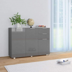 Festnight Sideboard High-Gloss Grey 107 x 35 x 76 cm puitlaastplaadist k&uuml;lgkapp sahtliga mitmek&uuml;lgne kapp 2 sahtli ja 3 uksega