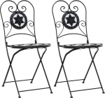 vidaXL Bistro toolid kokkupandavad 2 t&uuml;kki Bistro tool mosaiik disainiga tooli komplekt aia jaoks r&otilde;du Patio Garden Chair must valge keraamiline