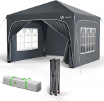 VOUNOT Gazebo 3 x 3 m koos 4 k&uuml;lgpaneeliga ja 4 liivakotiga, Pop Up kokkupandav Gazebo, veekindel, kokkupandav aiatelk, peotelk, sisaldab kotti, Hall