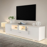 LED TV kapp, TV Lowboard suure hoiuruumiga, TV laud RGB LED valgustusega, TV laud elutuppa, magamistuppa, valge, 160 x 35 x 40 cm