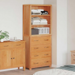 Aufbewahrungsm&ouml;bel-Set mit 3 Schubladen Braun Holzwerkstoff, Massivholz Eiche und Kiefer, 80 x 35 x 185 cm, Wohnzimmerschr&auml;nke f&uuml;r Schlafzimmer, Stauraumschr&auml;nke mit Anti-Kipp-Sicherung