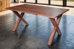 SAM Murcia s&ouml;&ouml;gilaud 180 x 90 cm massiivne akaatsiapuu ja p&auml;hklipuu v&auml;rvi, Wane laud X puidust raamiga, ehtne Wane, lihtne puidust laud/massiivpuidust laud