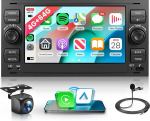4G + 64G juhtmevaba Carplay Android autoraadio Ford Focus C-Max S-Max Kuga Fiesta Transit Fusion Mondeo Galaxy Connect 7-tolline Android autoraadio auto navigatsioon GPS WiFi Bluetooth FM/RDS/32 EQ/SWCUSB/Type C
