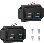 Linkstyle RV USB-pesa, QC3.0 USB A & PD3.0 USB C pordid laadimispesa paneel koos ON/Off l&uuml;litiga 12V/24V auto meres&otilde;iduki jaoks, 2-pakett