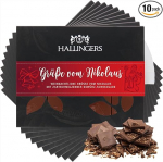 Hallingers 10 x Tervitused j&otilde;uluvanalt - T&auml;ispiimane peen &scaron;okolaad apelsini ja kaneeliga - K&auml;sitsi valmistatud, alkoholivaba (karbis) - Lihav&otilde;tte kingitused lihav&otilde;ttep&uuml;hade korv, lihav&otilde;ttemunad ja lihav&otilde;ttedekoratsioon |
