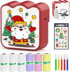 HuiJuKeJi Mini Printer, Pocket Printer, Mini Photo Printer for Smartphone, Sticker Printer, Thermal Photo Printer for Journal, Travel Logo, Notes, Journal, List, Memo (Christmas)