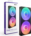 NZXT F240 RGB Core - 240mm &uuml;he raami ventilaatorite &uuml;ksus 2 x 120mm RGB ventilaatoriga - kiiruse ja valgustuse juhtimine - k&otilde;rge staatiline r&otilde;hk ja &otilde;huvool - 8 aRGB LED-i ventilaatori kohta - must