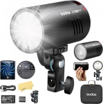 GODOX AD100 Pro II AD100Pro II 2.4GHz TTL1/8000 HSS 100W kompaktv&auml;lk, 3300mAh aku, 60-100 v&auml;lku t&auml;isv&otilde;imsusel, v&auml;rvikooditud r&uuml;hmad, 0.01-1.5s laadimisaeg Canon, Sony, Nikon, Fuji jaoks.