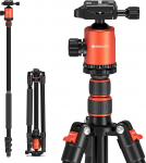 Geekoto alumiiniumist reisikaamerastatiiv, 199 cm, koos monopoodiga, 360&deg; panoraamkuulipeaga, 1/4 kiirv&auml;ljalaskeplaadiga ja statiivikotiga, Canon, Nikon ja Sony SLR-kaameratele kuni 8kg, oranž v&auml;rviga