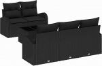 Rantry 6-teiliges Garten Sofa Set mit Kissen Schwarz Poly Rattan Gartenlounge Model3345923