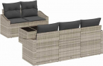 Rantry 6-Teiliges Garten Sofa Set mit Kissen Hellgraues Rattan Gartenlounge Model3346602