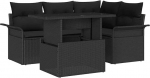 Rantry 5-teiliges Garten Sofa Set mit Kissen Schwarz Poly Rattan Gartenlounge Model3348279