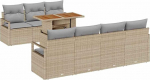 8-teiliges Garten-Sofaset mit Kissen Beige Poly Rattan Gartenlounge Model3358408