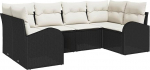 6-teiliges Garten Sofa Set mit Kissen Schwarz Poly Rattan Gartenlounge Model3346177