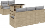 Rantry 6-teiliges Garten Sofa Set mit Kissen Beige Poly Rattan Gartenlounge Model3348736