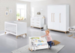 Lomadox Baby Room Complete Set Including Bookcase in White Matt with Mattress