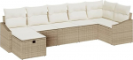 Rantry 7-teiliges Garten Sofa Set mit Kissen Beige Poly Rattan Gartenlounge Model3359300