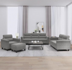 Dunkelgrauer Microfaser-Sofa-Set mit Fu&szlig;hocker, 2+3 Sitze, max. 110 kg pro istme Model3202298