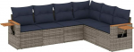 6-TLG. Garten-Sofagarnitur mit Kissen Grau Poly Rattan Gartenlounge Model3226845