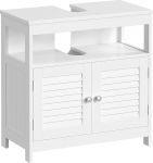 Vasagle valamukapp, vannitoakapp, vannitoakapp ilma valamuta, panipaik, suur panipaik, vannitoakapp liistu ustega, 2 kambrit, valge 60 x 60 x 30 cm (B x K x S), BBC02WT