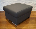 Quattro Meble Dark Grey Real Leather Stool Foldable with Storage Space Stool Cowhide Seat Cube 60 x 55 cm Footstool Upholstered Stool Real Leather Puff