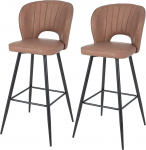 MOMMA HOME Set of 2 raised benches, ONA model - brown faux leather finish - metal feet, matt black, dimensions 55 x 47 x 108 cm