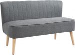 HOMCOM 2-kohaline riidest diivan Pehme diivan Lounge diivan puidust vahtpolster helehall 117 x 56,5 x 77 cm