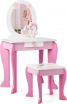 DREAMADE laste riietuslaud koos v&auml;ljaheitega ja eemaldatava peegliga, printsessi riietuslaud sahtliga, laste riietuslaud lastele t&uuml;drukute roosa