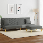 CIADAZ Diivanvoodi 2-kohaline koos padja ja jalatsiga tumehall kangas, Lounge diivan, diivanid ja diivanid, Relax diivan, diivan elutuppa, diivan koos - 3216256