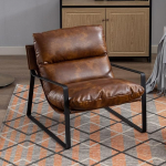 chairus Lounge Chair, polsterdatud tool elutuppa, valmistatud PU nahast, kaasaegne tiibtool, magamistuba, tugitoolidega tugitool (pruun)