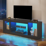 YITAHOME 148 cm TV-kapp kuni 65-tollise teleri jaoks koos 7 RGB LED 22 režiimiga valgustusega TV-laud m&auml;ngude meelelahutuskeskuse madalalaua reguleeritava klaasist riiuliga elutoa magamistoas magamistoas