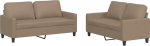 Tomostar Diivan-set f&uuml;r Wohnzimmer, 3-Sitzer und 2-Sitzer, 2-teilig, mit Kissen, Cappuccino, Kunstleder
